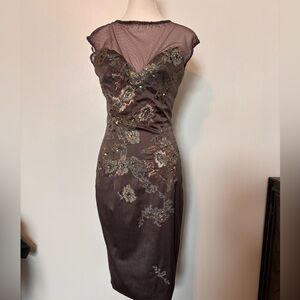 Stunning Floral Embroidered Mandalay Cocktail Dress Vintage